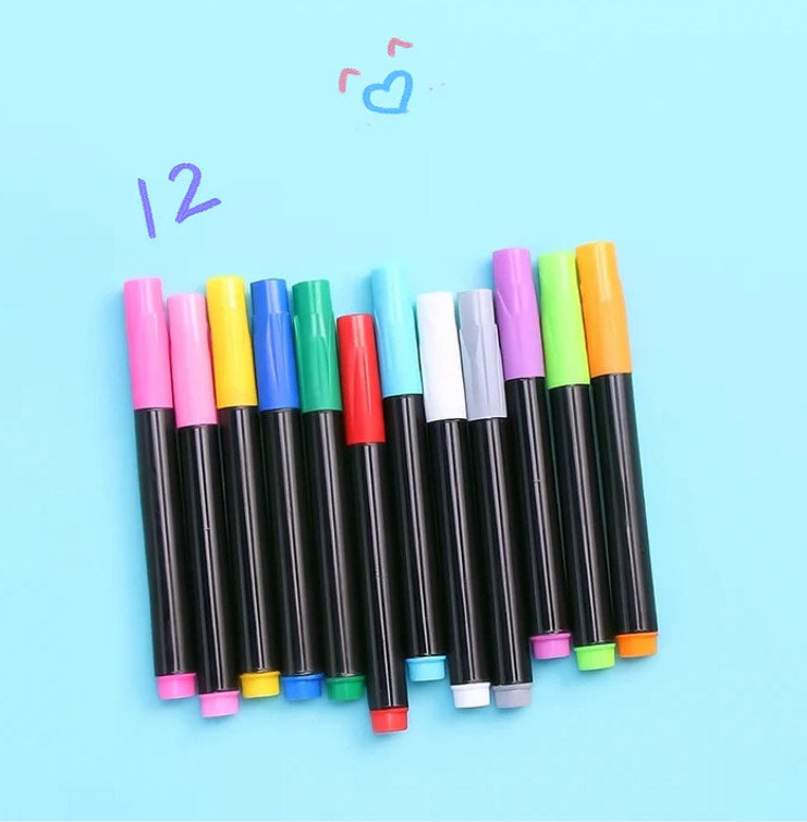 Lot de 12 feutres lumineux effaçables