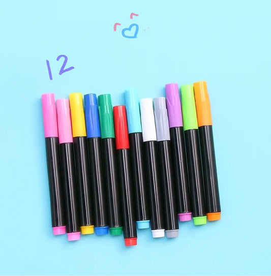 Lot de 12 feutres lumineux effaçables